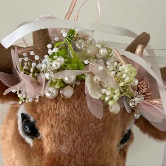 Deer Whimsical Plush Wall Mount with Floral Crown - Picture 6 of 15